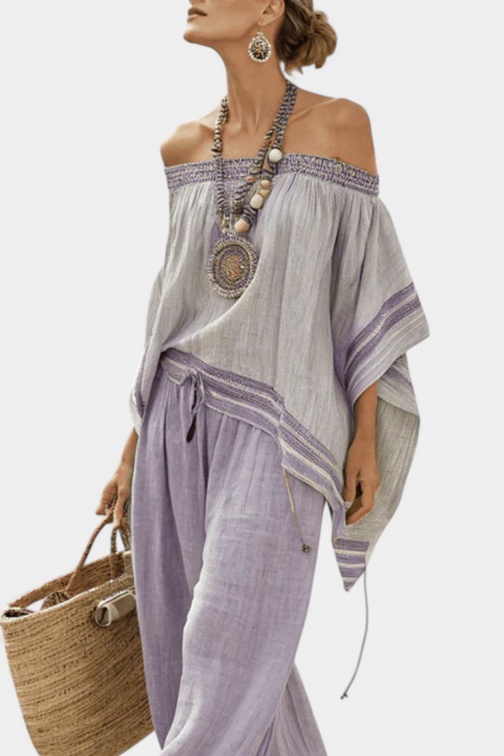 Zandrel | Ensemble élégant en lin à épaules dénudées