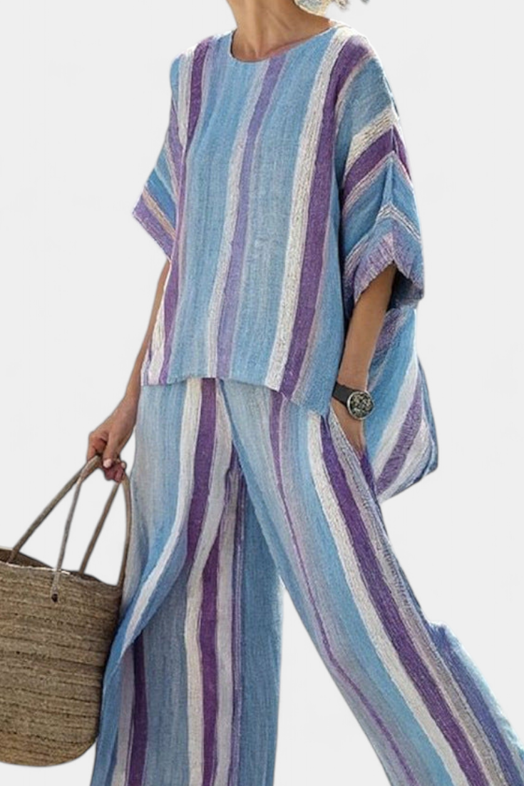 Faelith | Ensemble en lin à rayures artistiques